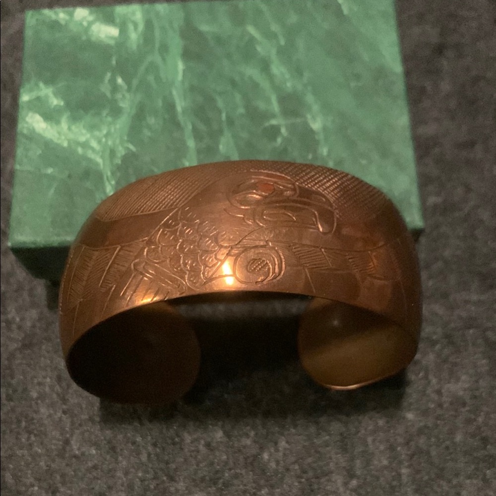 Vintage Native Copper Eagle Cuff Bracelet
